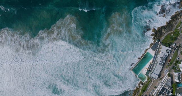 Coastal View of Turbulent Sea Waves