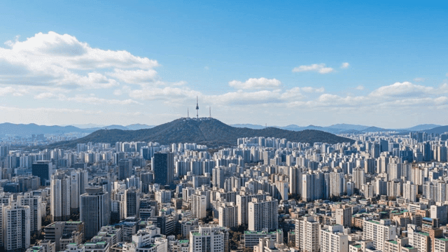 A sprawling cityscape with a mountain backdrop