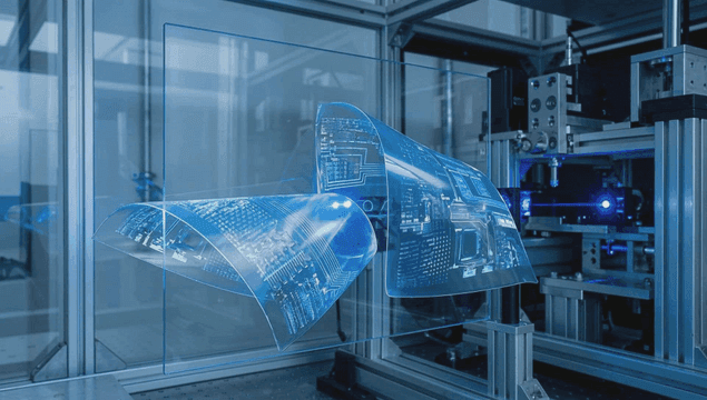 Holographic display in a tech lab