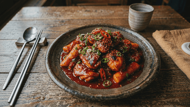 Spicy charcoal-grilled seasoned chicken on table