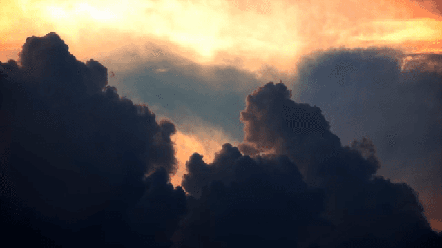 Dramatic clouds at sunset