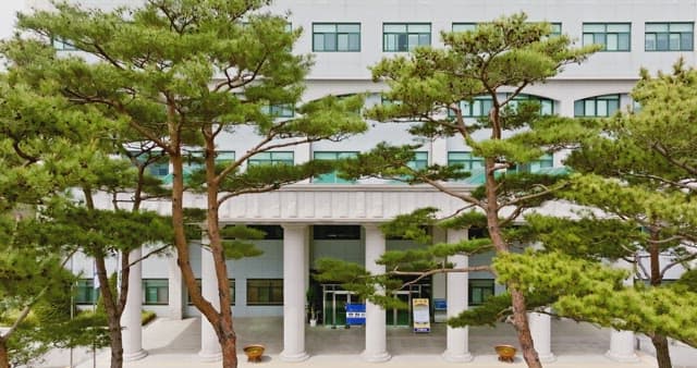 Modern building surrounded by trees