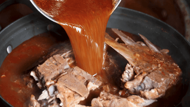 Gamjatang where broth is poured over meat