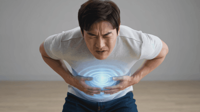 Man suffering from abdominal pain