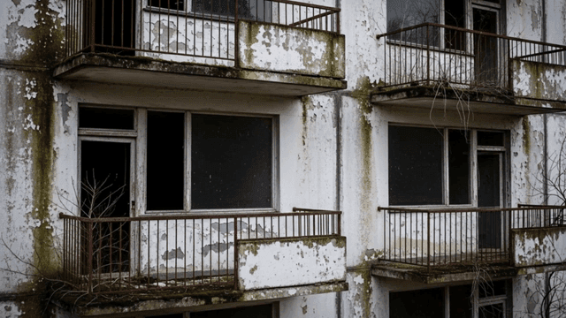 Abandoned building with peeling paint