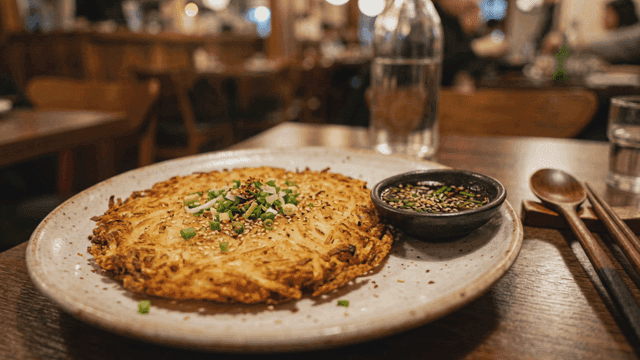 Sauce and crispy potato pancakes