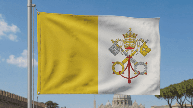 Vatican City flag near Holy See