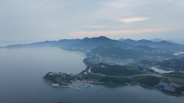 Coastal landscape with mountains and sea