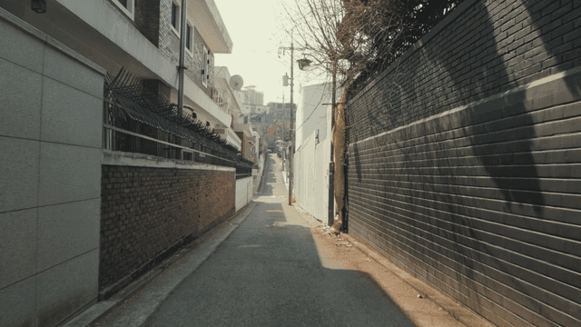 주택 사이의 조용한 골목길