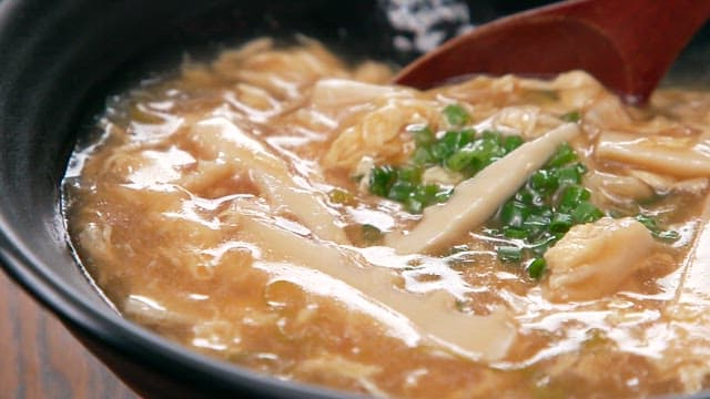 Hot and steaming delicious bamboo shoot egg soup