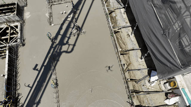 Construction site with poured concrete