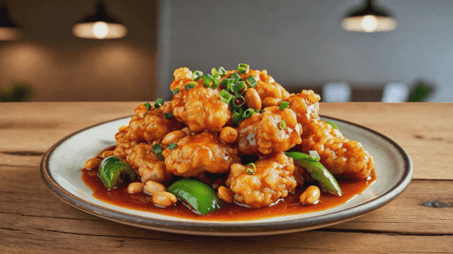 Plate of sweet and sour pork