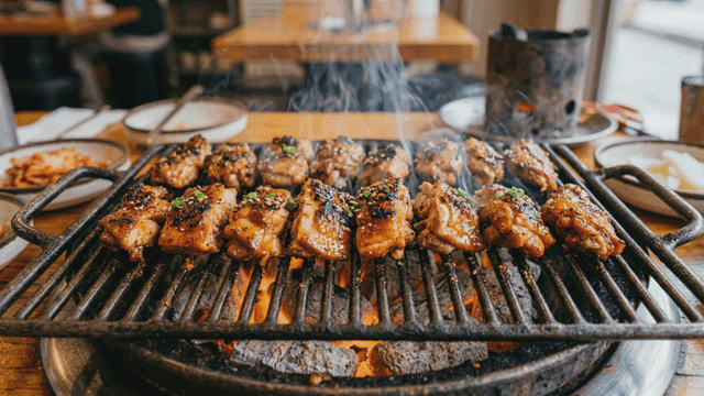 Dakgalbi grilled over charcoal
