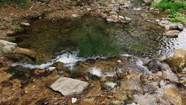 Flowing water over rocks in a stream