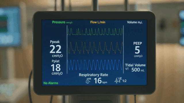 Medical monitor displaying vital signs
