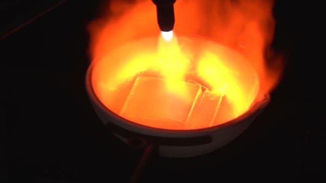 Metal being melted with intense heat