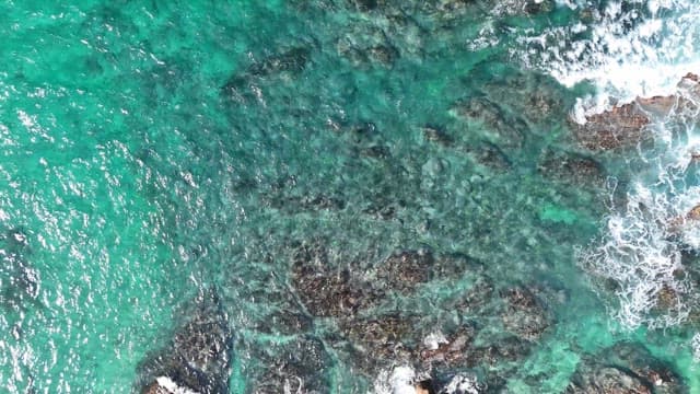 Clear turquoise sea with rocky shoreline