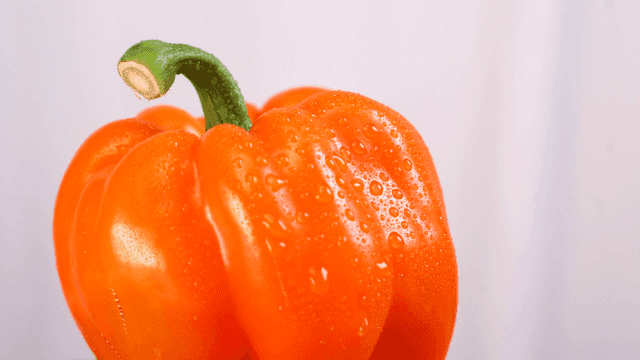 Fresh orange peppers with water droplets