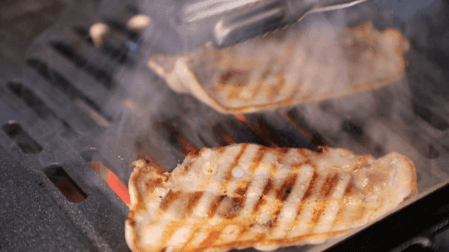 Thin pork belly grilled on hot grill