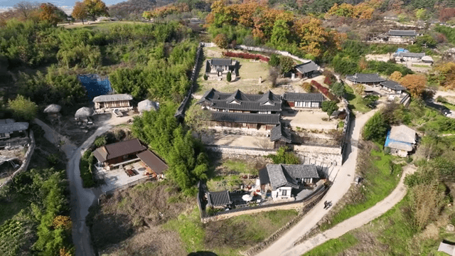 Traditional Korean village with hanok houses