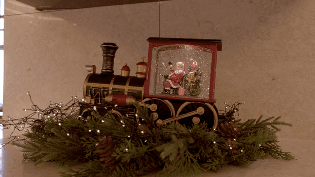 Train decoration with Santa and presents