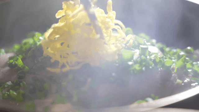 Egg custard on top of steaming gomtang