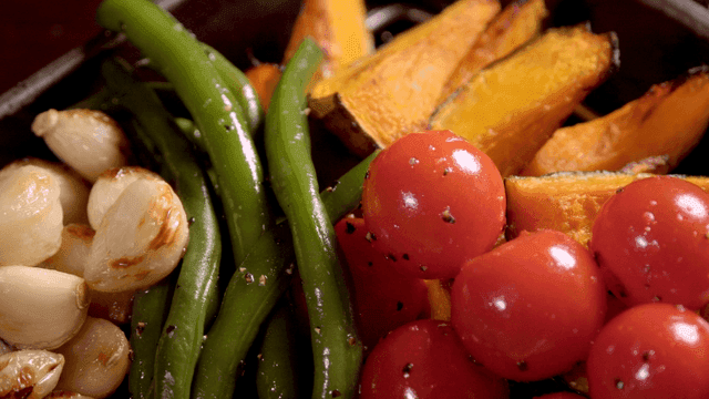 Freshly grilled vegetables with seasoning