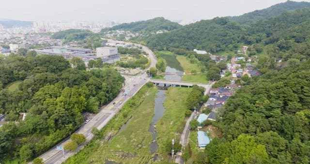 Natural scenery next to the city