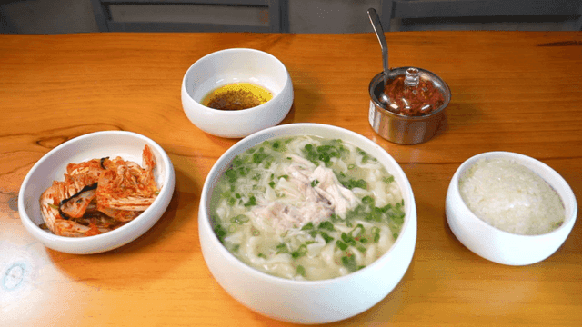 Chicken kalguksu on table