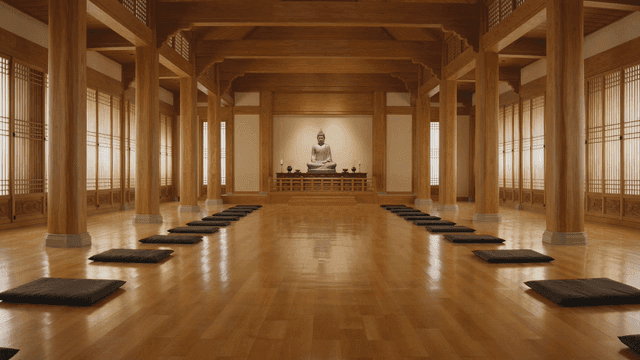 Inside tranquil Buddhist temple
