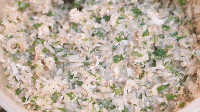 Mixture of ingredients for dumplings
