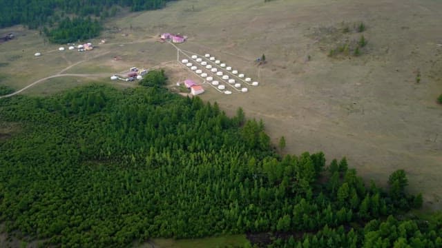 Landscape with traditional yurts