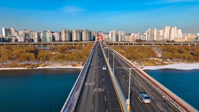 Han River Bridge with Traces of Winter Remaining