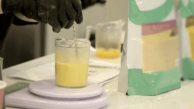 Mixing ingredients in a measuring cup
