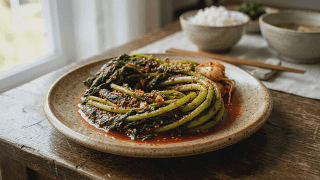 Plate of seasoned young radish kimchi