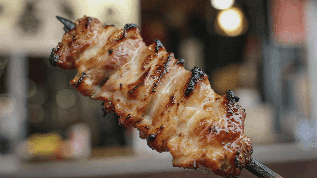 Grilled chicken skewer with glaze