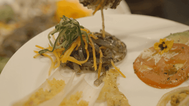 A plate with various appetizers