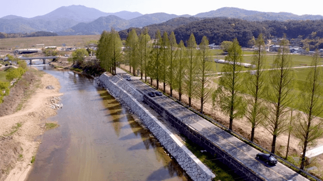 River and road in a rural landscape