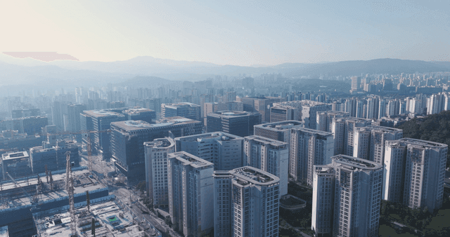 City view with high-rise buildings