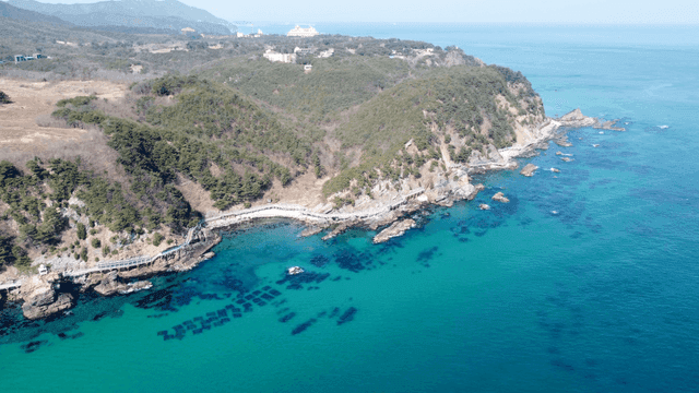 Coastal scenery with clear water
