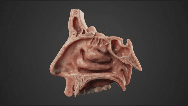 Detailed view of human nasal anatomy
