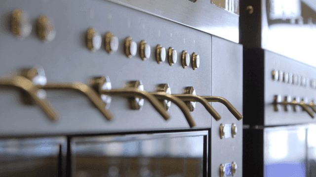 Close-up of modern kitchen oven stove