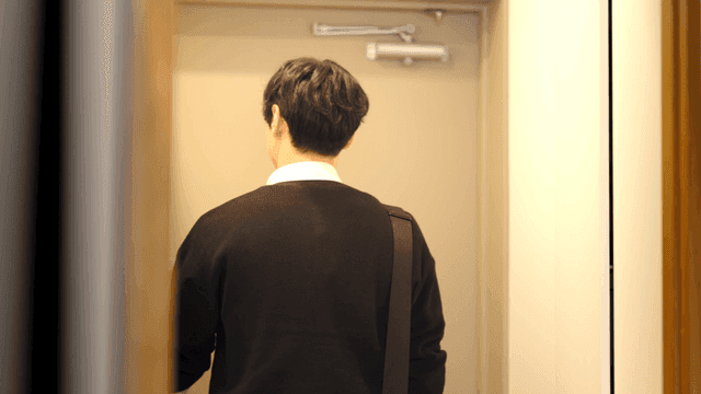 Couple leaving home separately in the morning