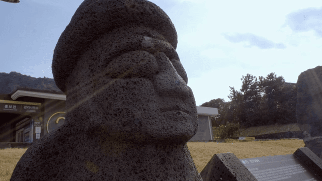 Traditional stone statue in a park