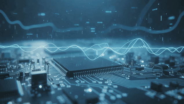 디지털 파형이 있는 회로 기판