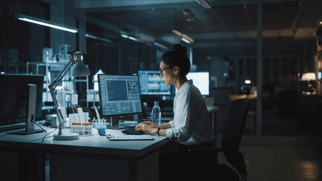 Women who work late at office