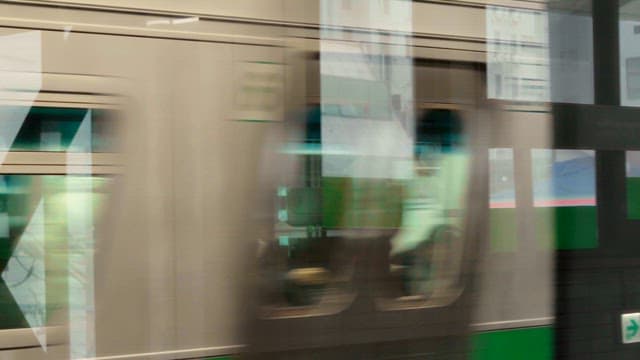 Subway passing through a station