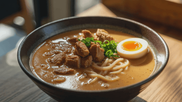 Bowl of ramen with egg and pork chashu