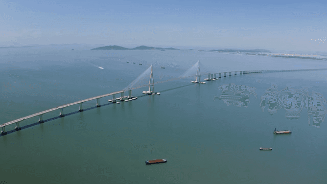 Long bridge stretching over the sea