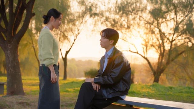 Couple arguing in the park